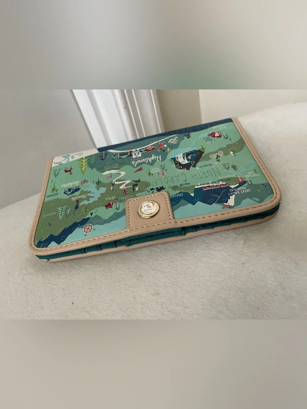 Spartina 449 Green and Tan Illustrated Map Zip Wallet